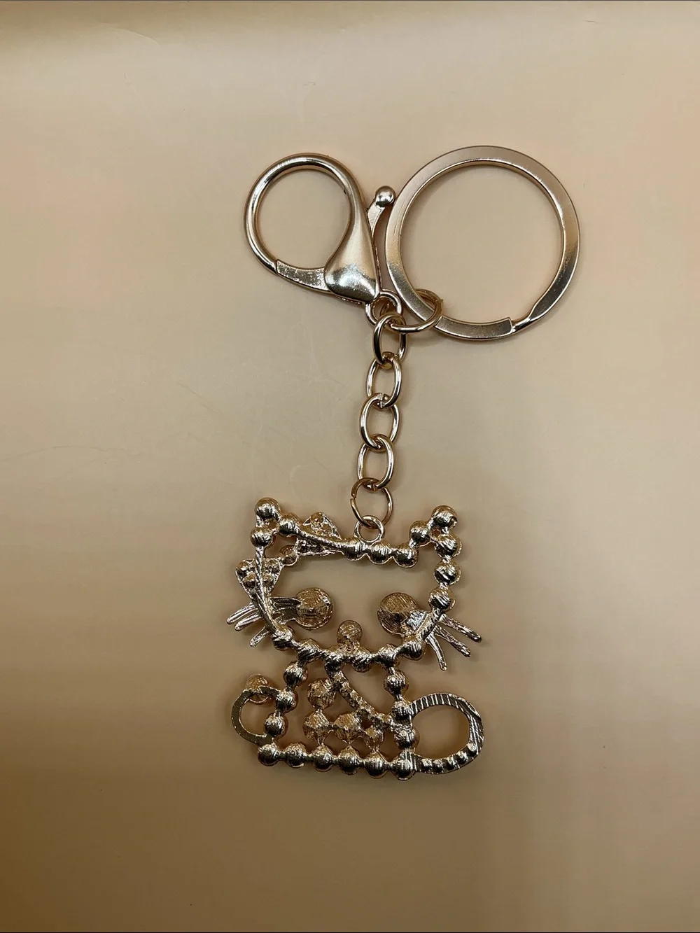 Kitty Cat Sparkly Rhinestone-Faux Pearl Keychain/Bag Charm